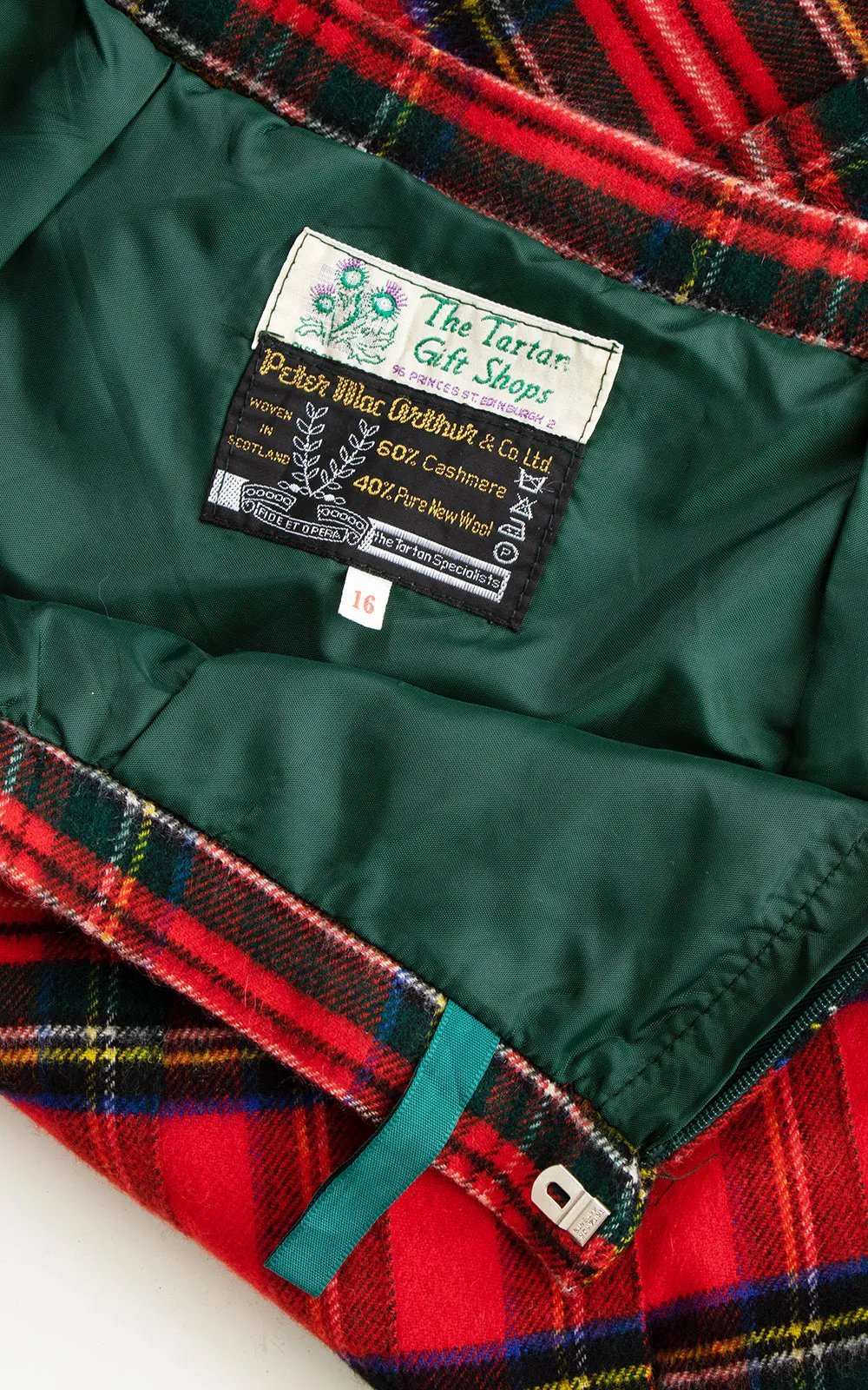 1980s Cashmere Wool Tartan Pleated Skirt | medium