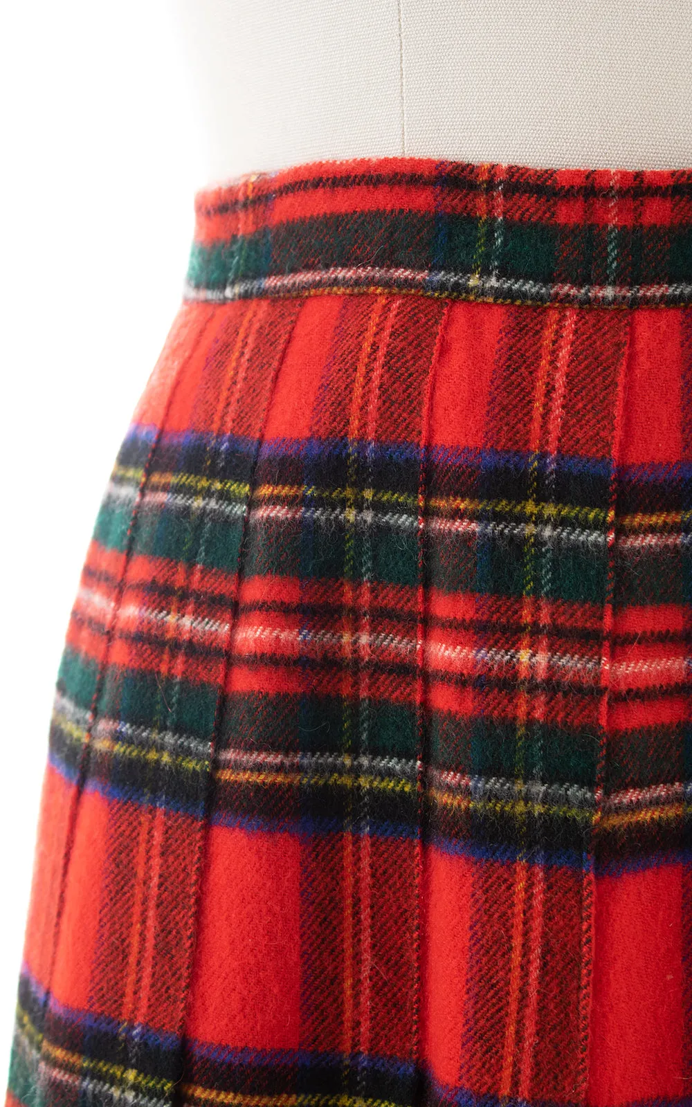 1980s Cashmere Wool Tartan Pleated Skirt | medium