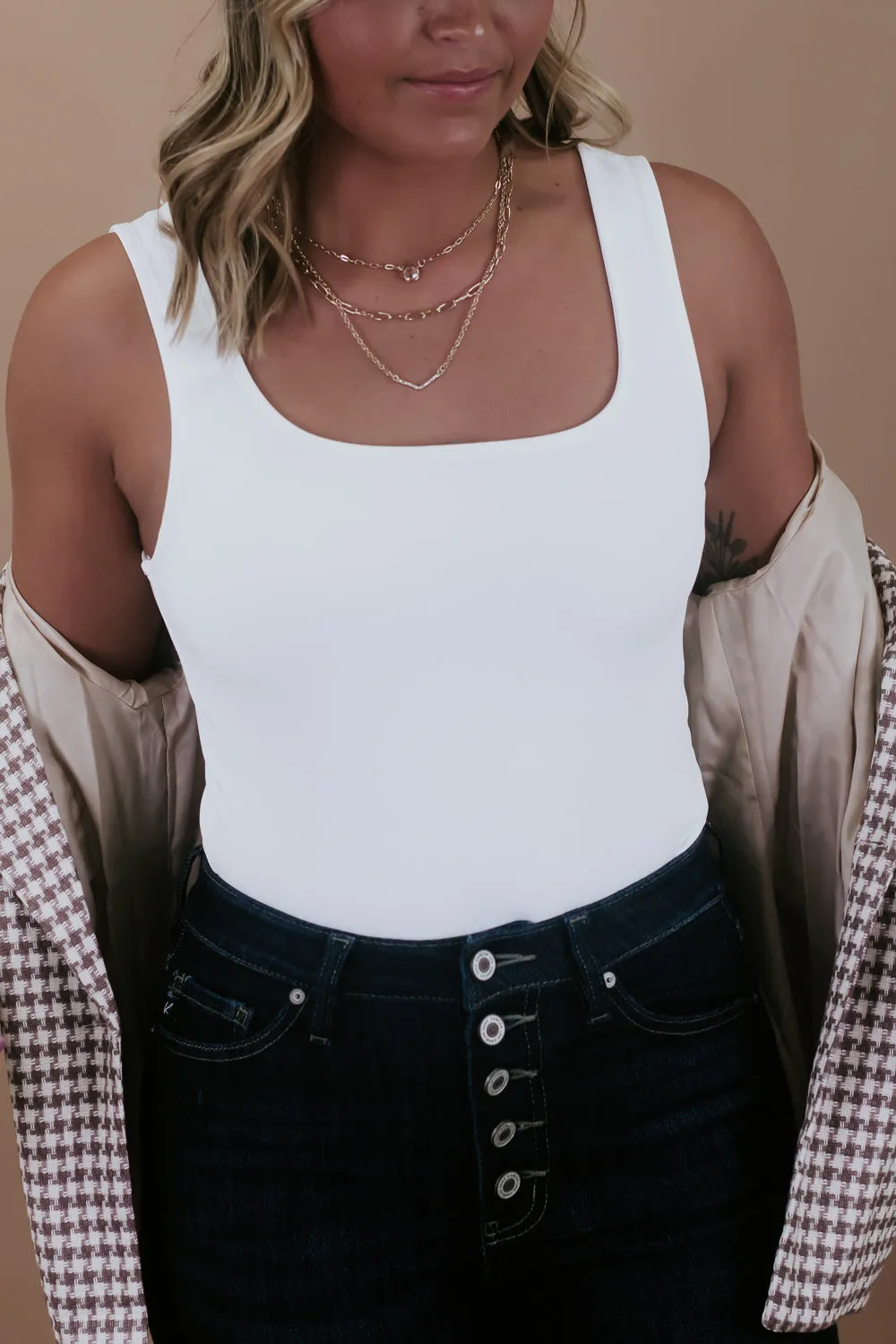 Afterglow Basic Bodysuit, White