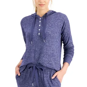 Alfani Women's Hacci Lounge Hoodie In Night Shadow, Size XXL