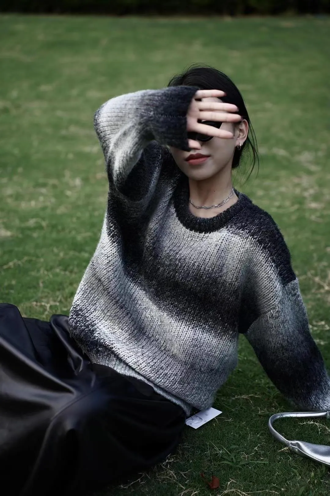 Amozae fall outfits women Lazy Retro Dyed Yarn Gradient Color Sweater Meinuo Wool Knitted Loose Pullover Coat for Women Autumn and Winter