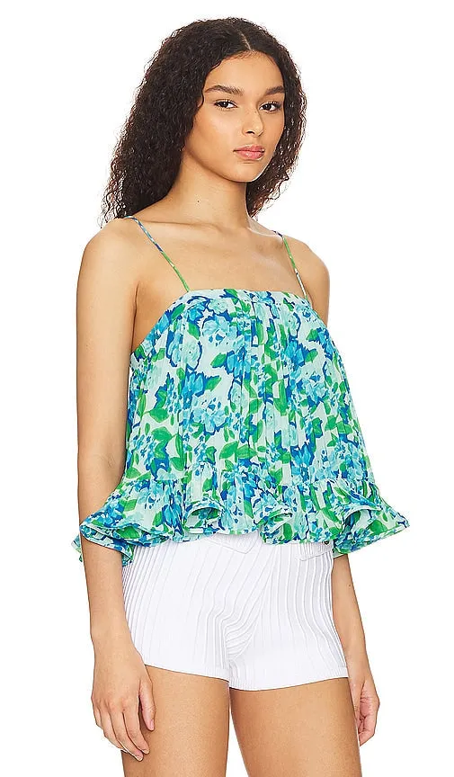 AMUR Kersten Pleated Top in Blue