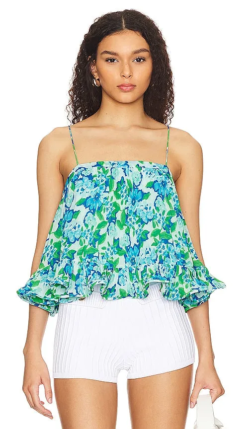 AMUR Kersten Pleated Top in Blue