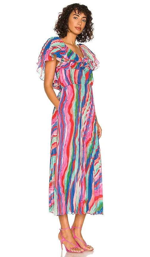 AMUR Luisa Pleated Dress in Pink