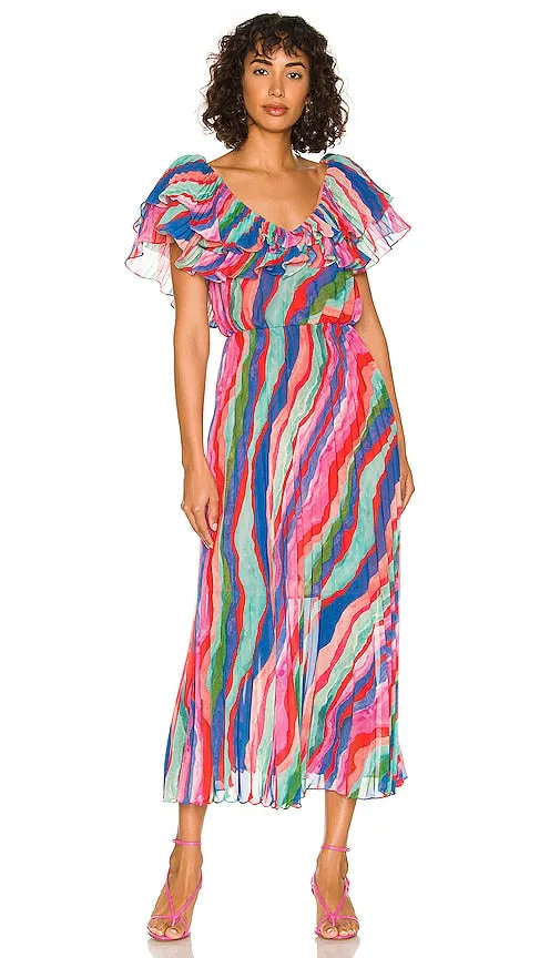 AMUR Luisa Pleated Dress in Pink