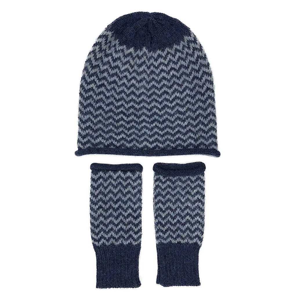 Azul Chevron Knit Alpaca Gloves by SLATE   SALT