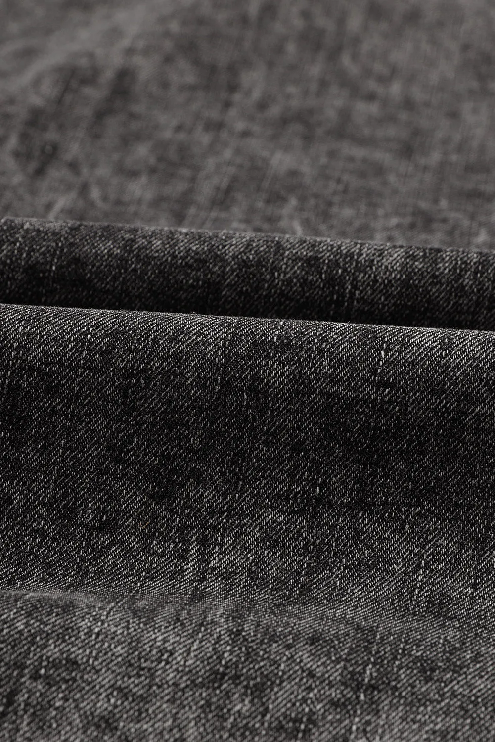 BerryBetty - Black Puff Sleeve Button-Up Denim Jacket