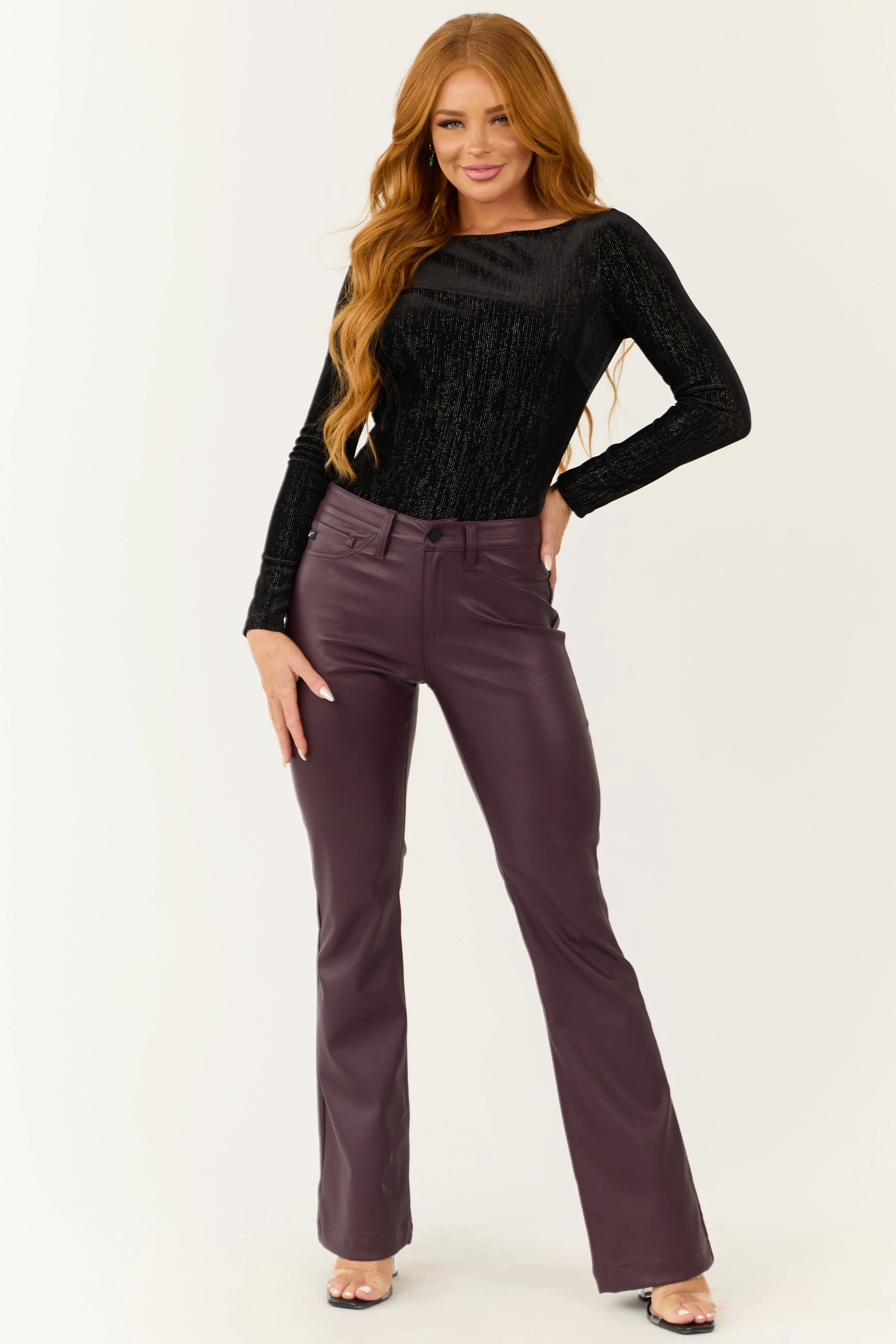Black Velvet Scoop Back Long Sleeve Bodysuit