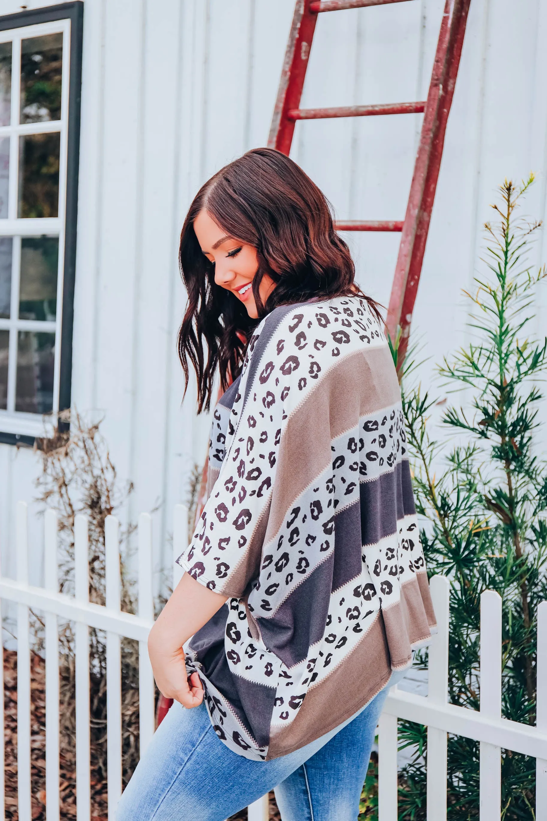 Boho Striped Poncho - Blue S-3X