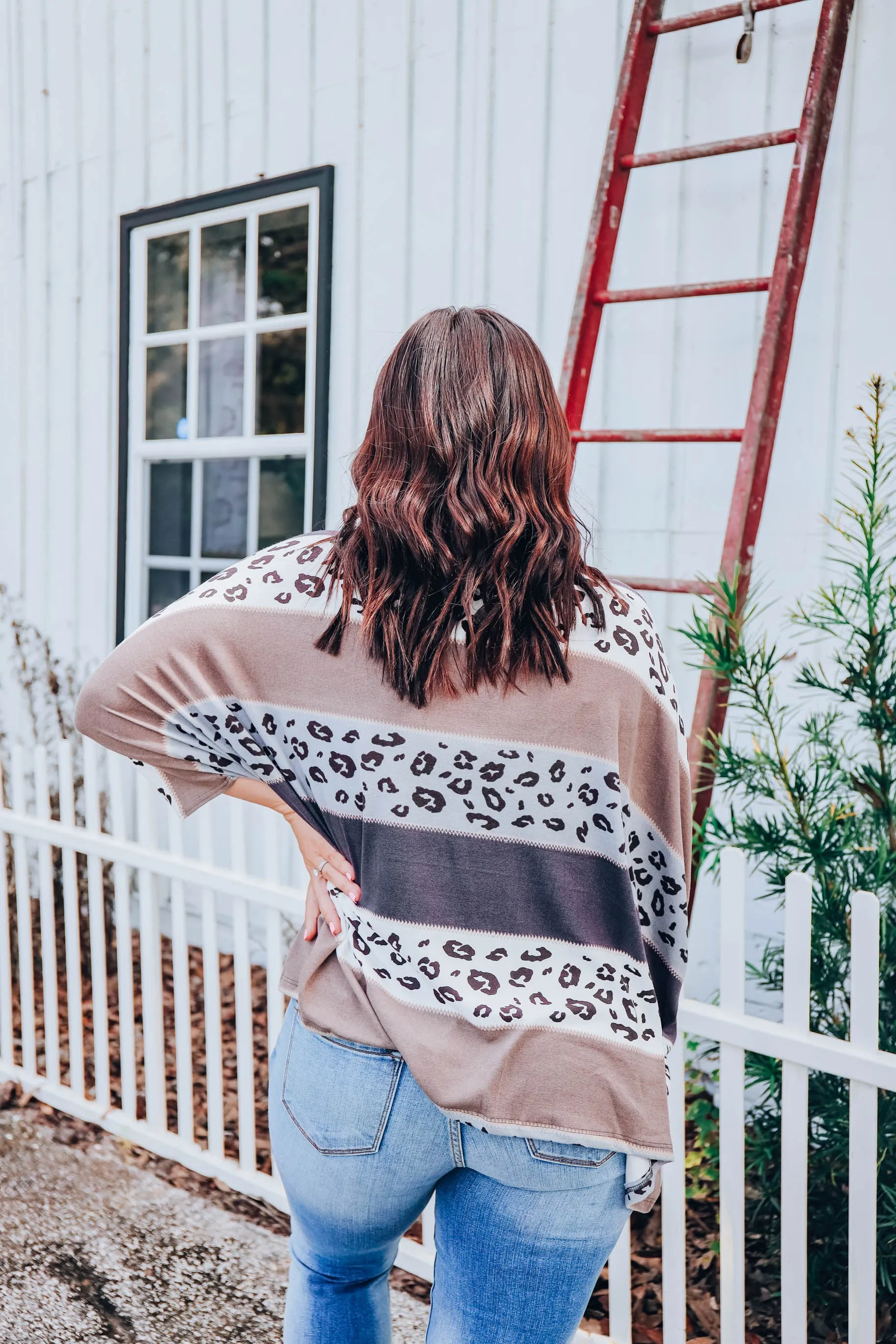 Boho Striped Poncho - Blue S-3X
