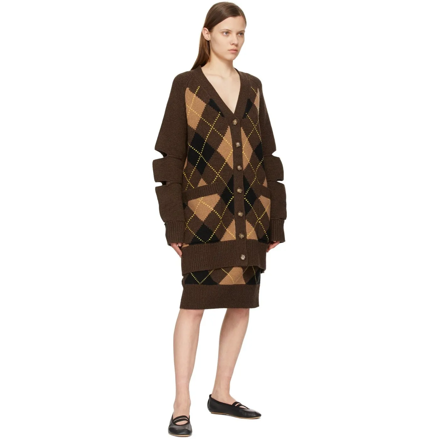 Burberry Brown Argyle Intarsia Ayla Skirt