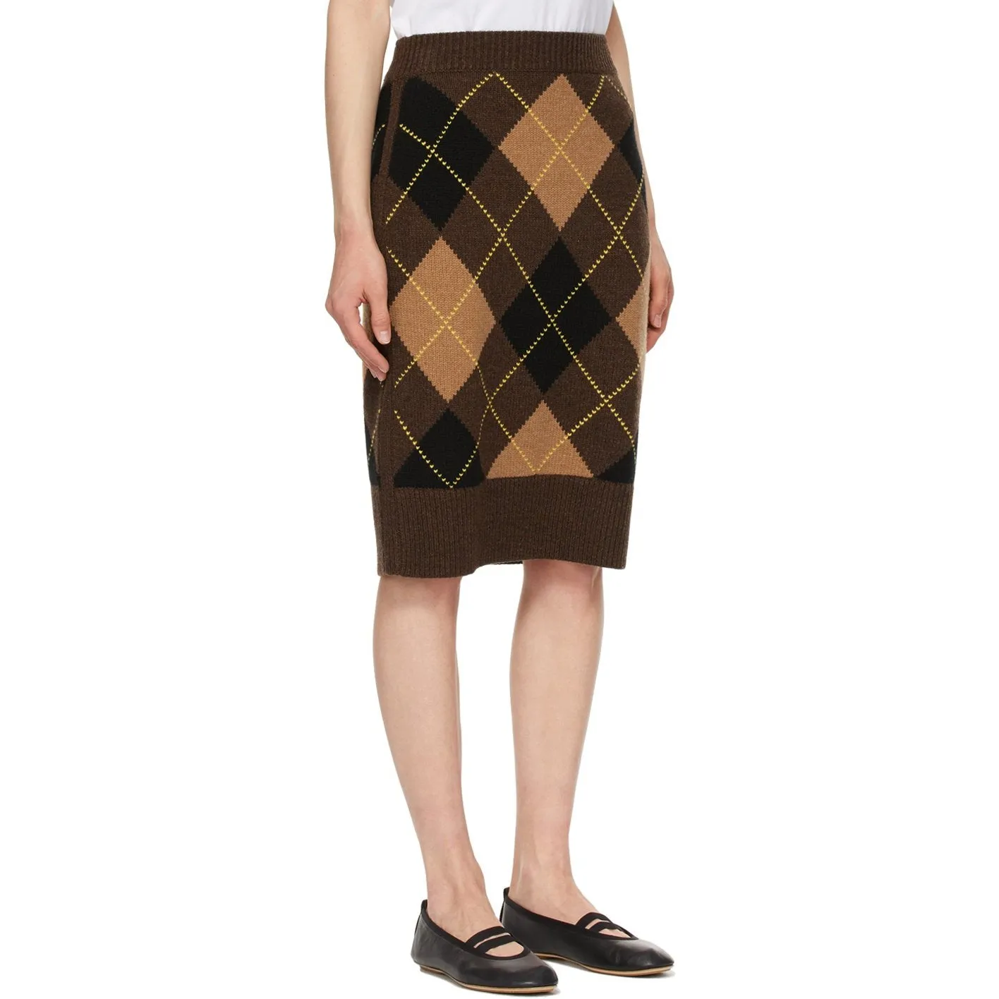 Burberry Brown Argyle Intarsia Ayla Skirt