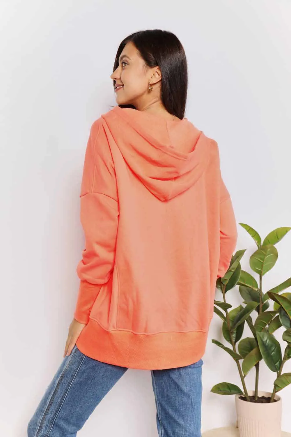 Chic quarter-snap hoodie for women