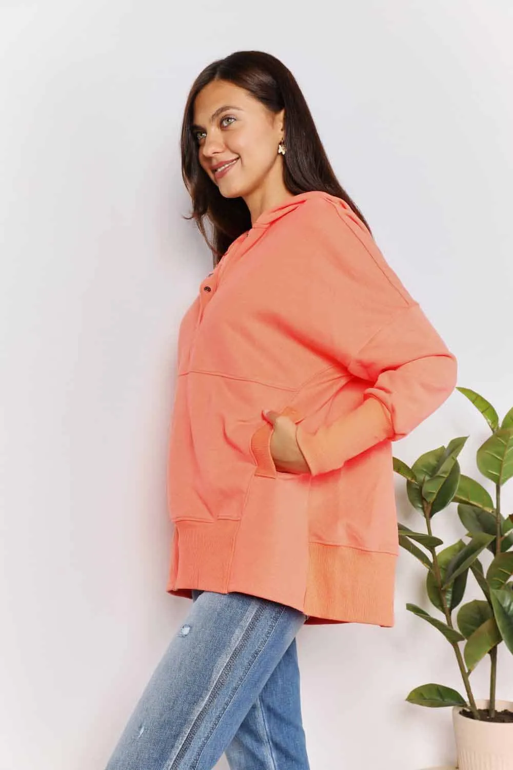 Chic quarter-snap hoodie for women