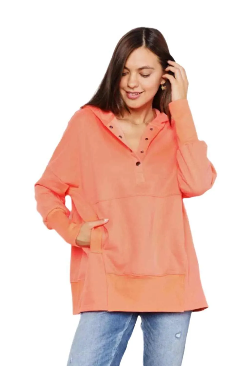 Chic quarter-snap hoodie for women