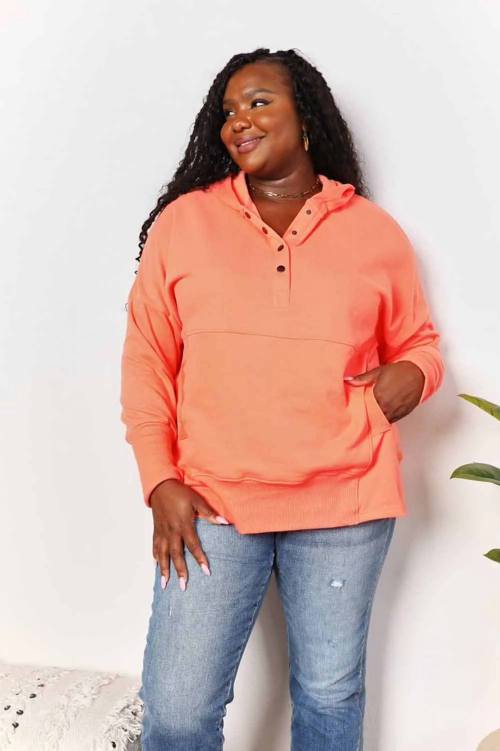 Chic quarter-snap hoodie for women