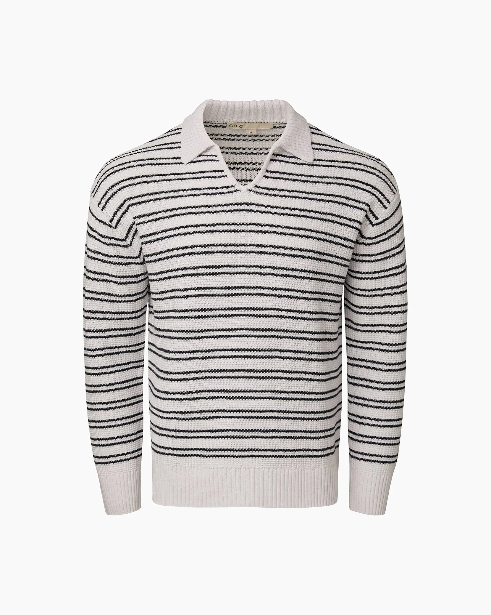 Cotton Linen Textured Long Sleeve Polo