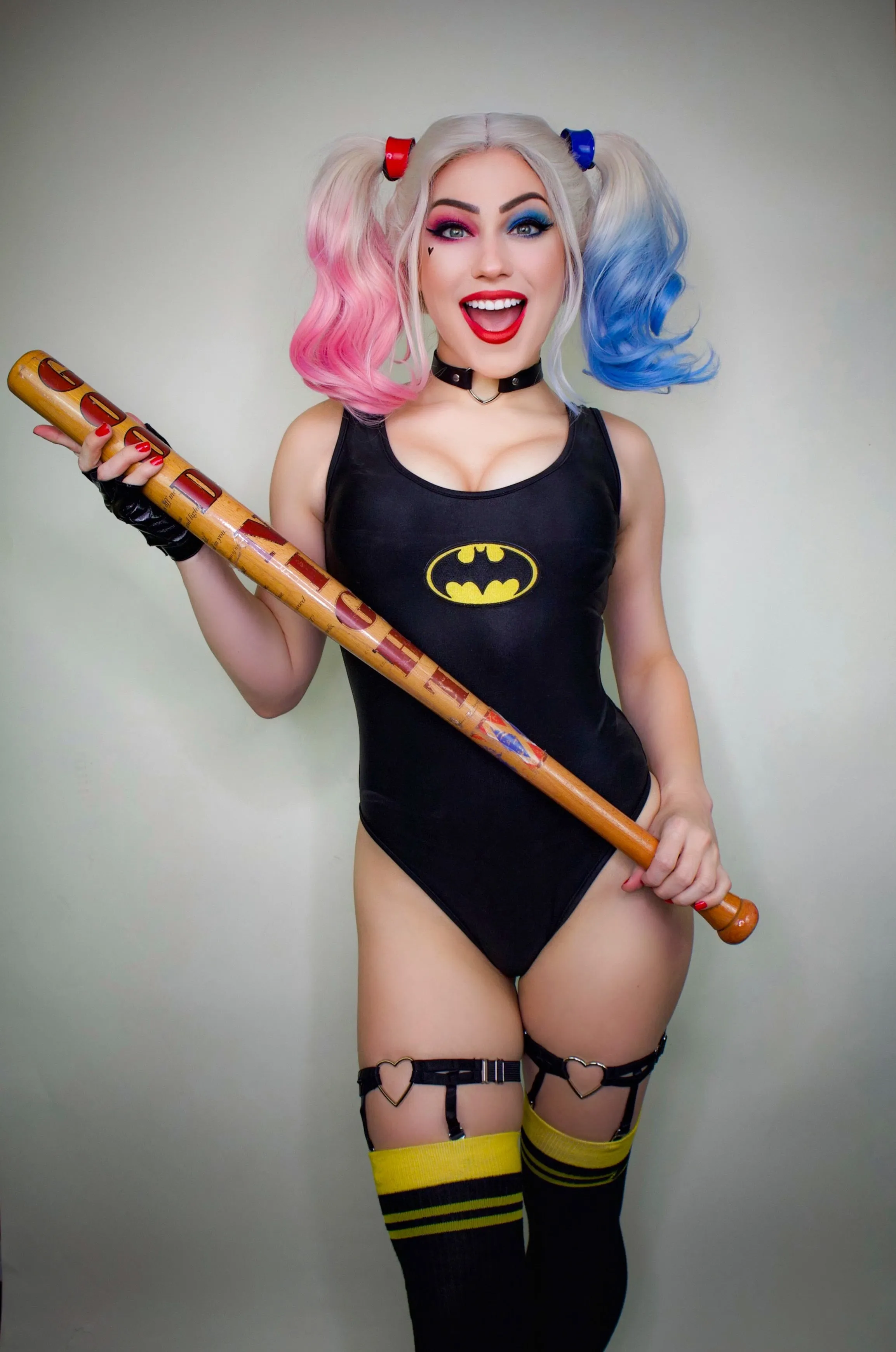 Dark Bat Hero Scoopneck Bodysuit in Black
