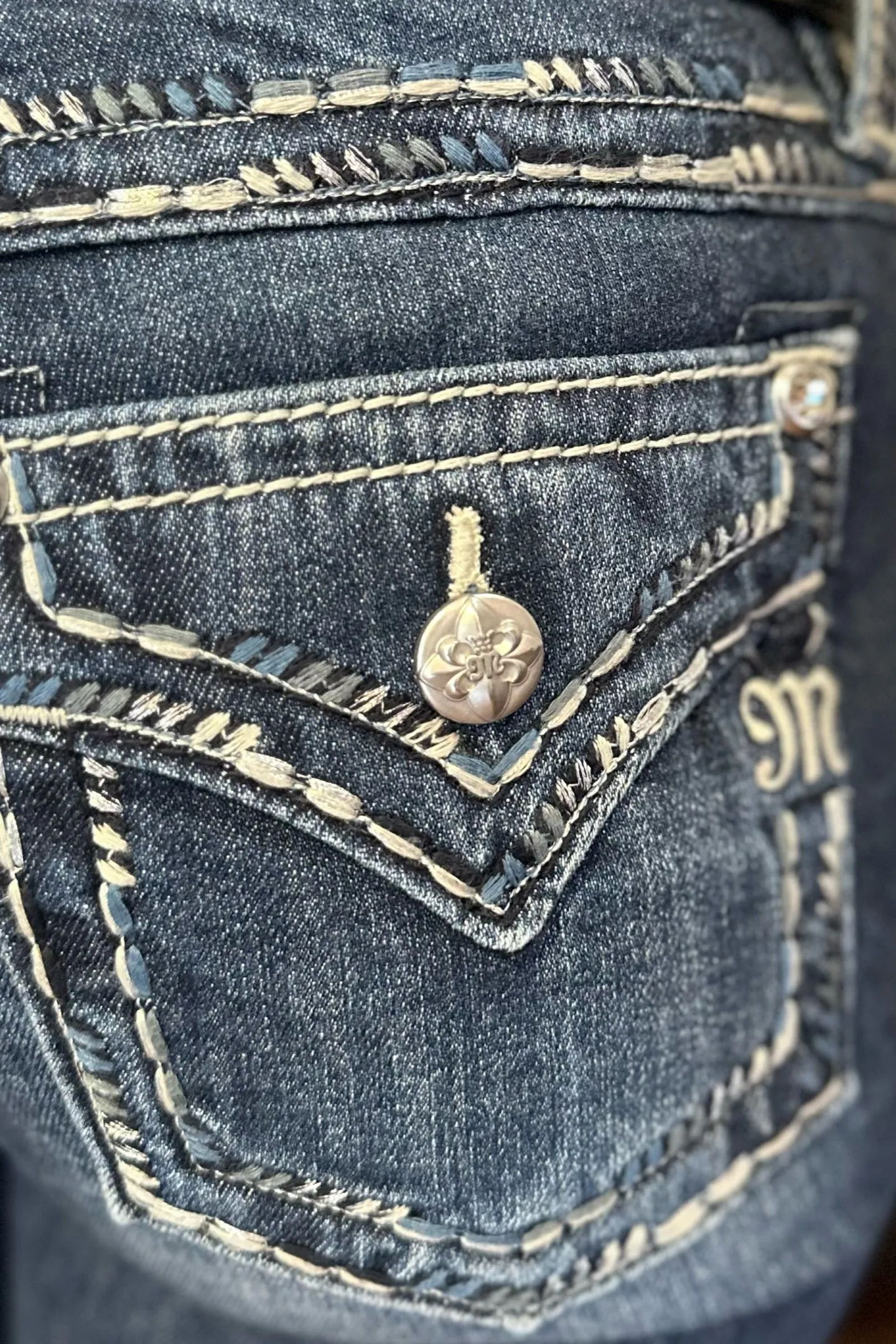 Dark Blue Mid Rise Bootcut Jean by Miss Me