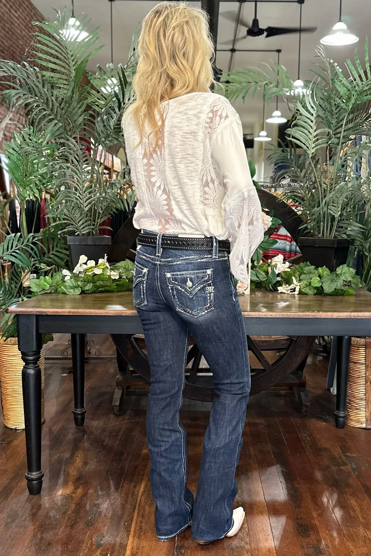 Dark Blue Mid Rise Bootcut Jean by Miss Me