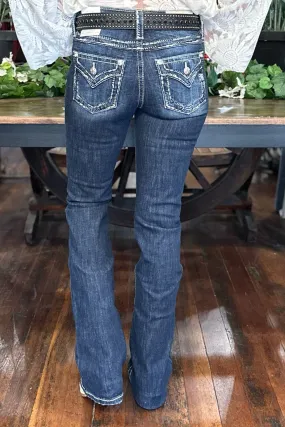 Dark Blue Mid Rise Bootcut Jean by Miss Me