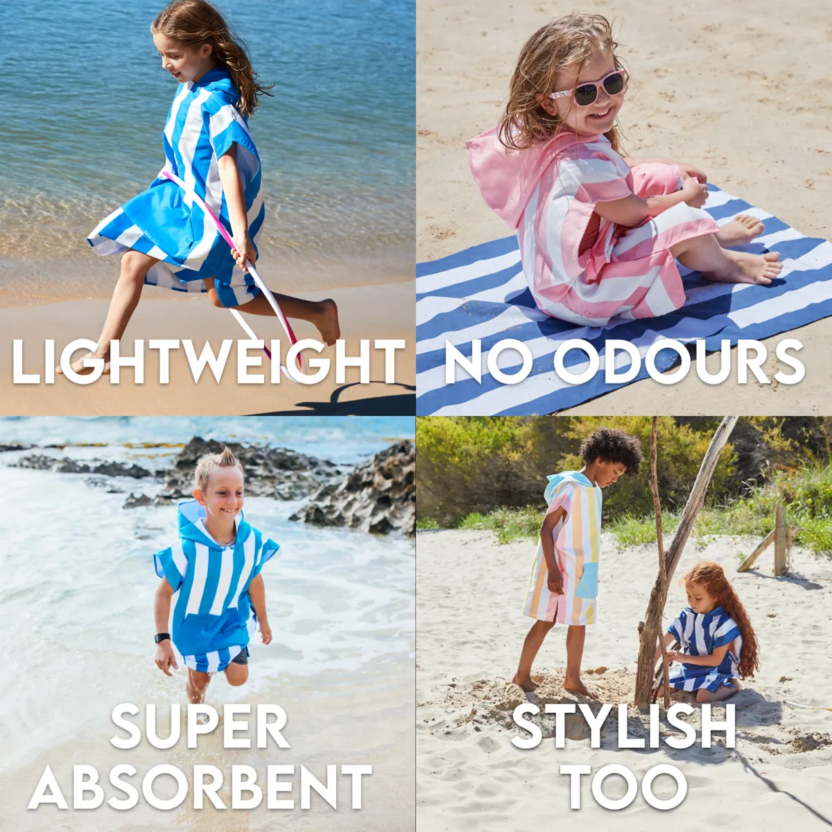 Dock & Bay Poncho Kids - Whitsunday Blue - Customized Embroidery Personalized for You