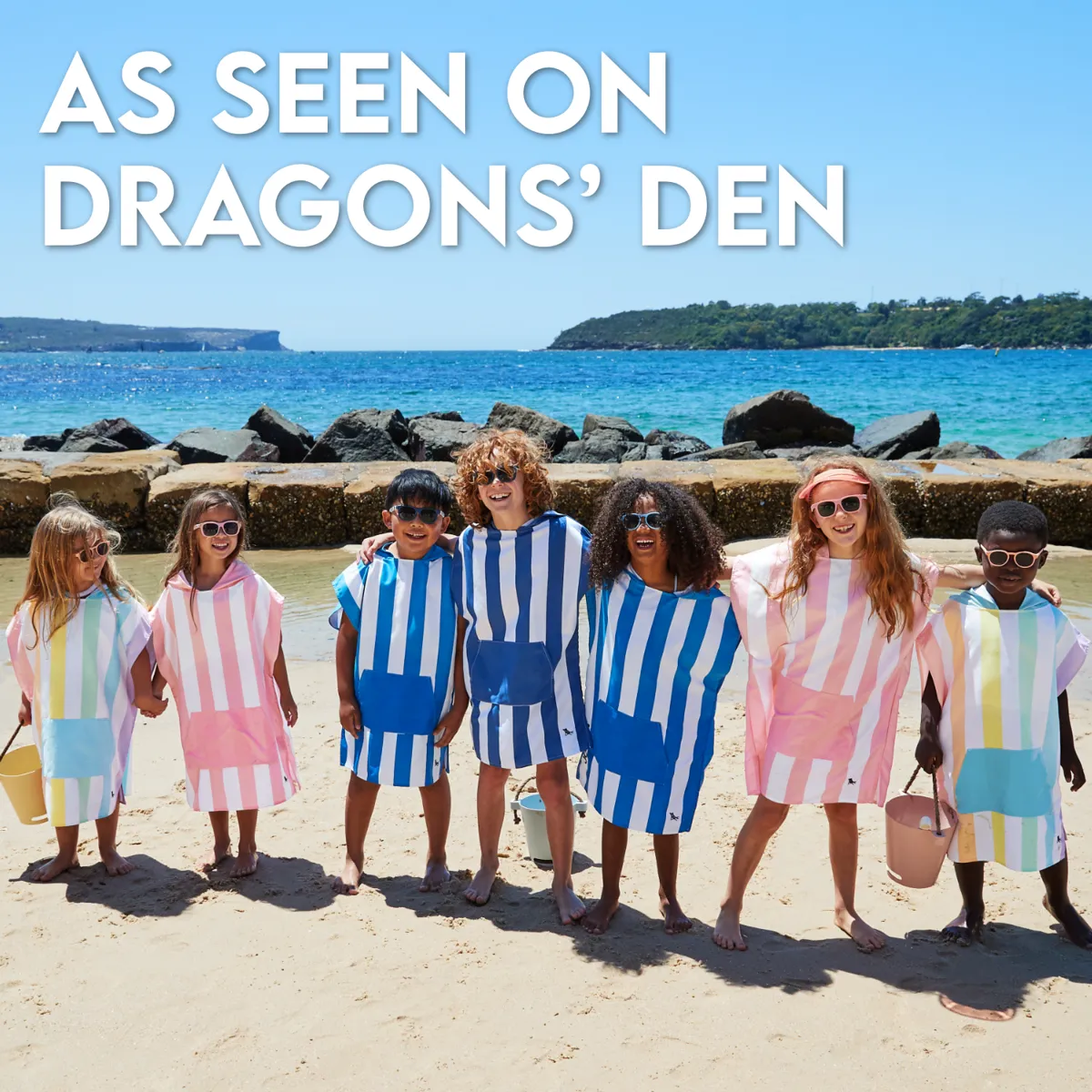 Dock & Bay Poncho Kids - Whitsunday Blue - Customized Embroidery Personalized for You