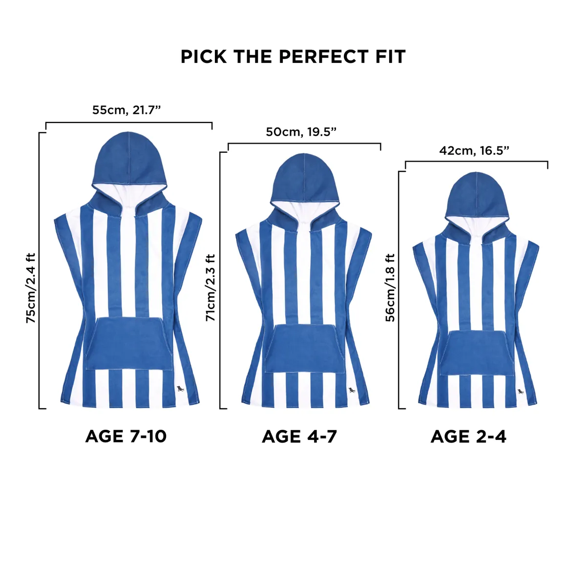 Dock & Bay Poncho Kids - Whitsunday Blue - Customized Embroidery Personalized for You