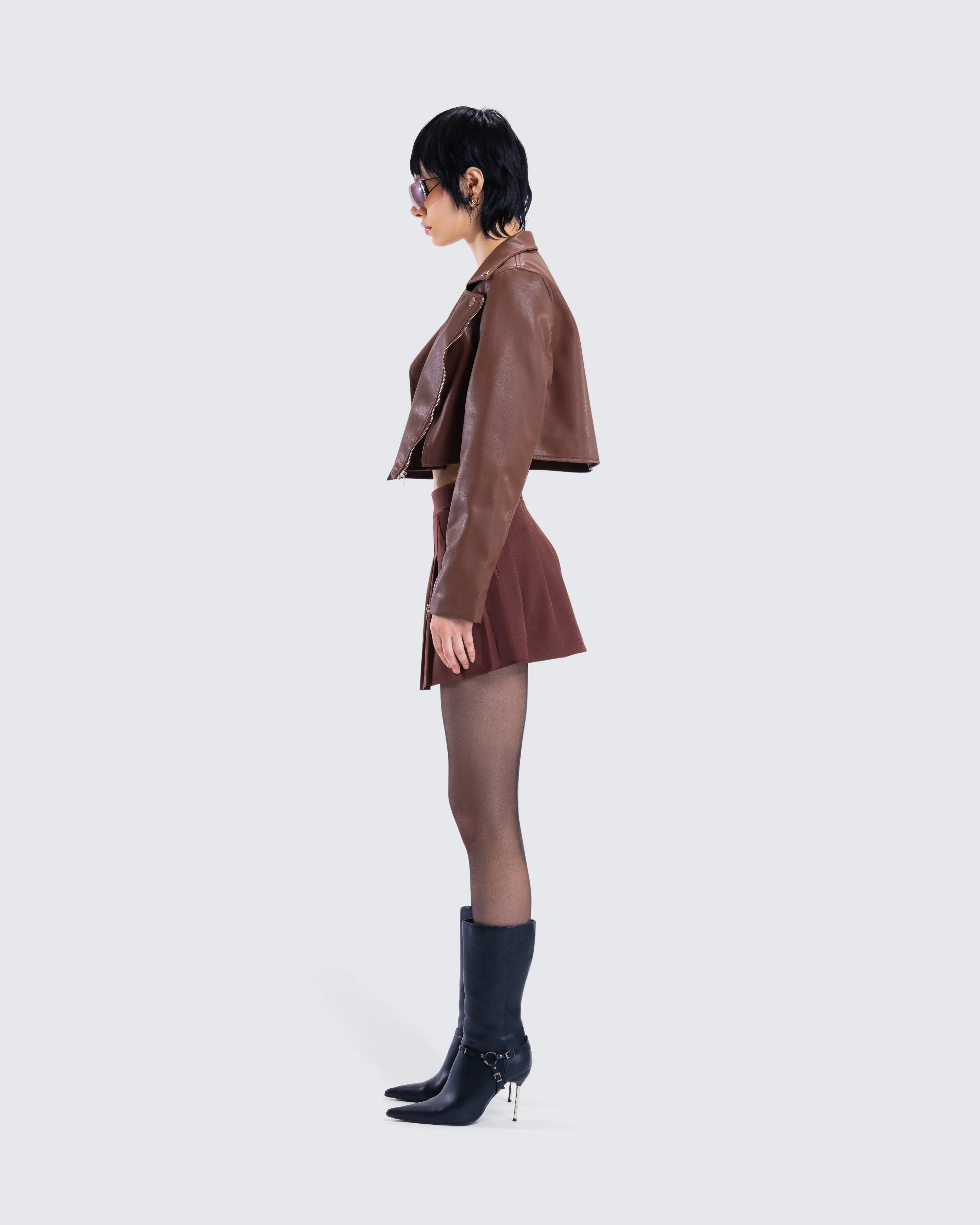 Donny Brown Pleated Set