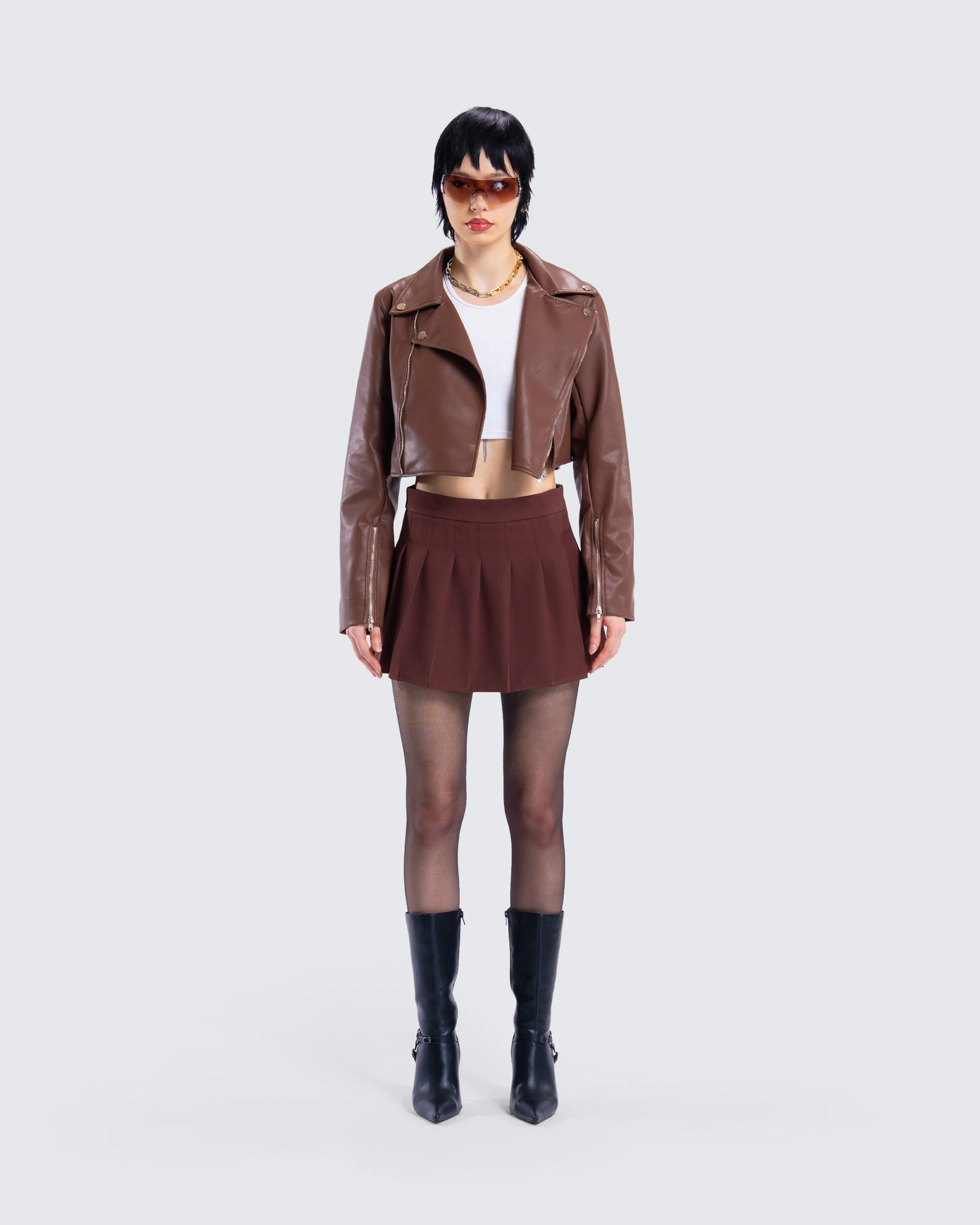 Donny Brown Pleated Set