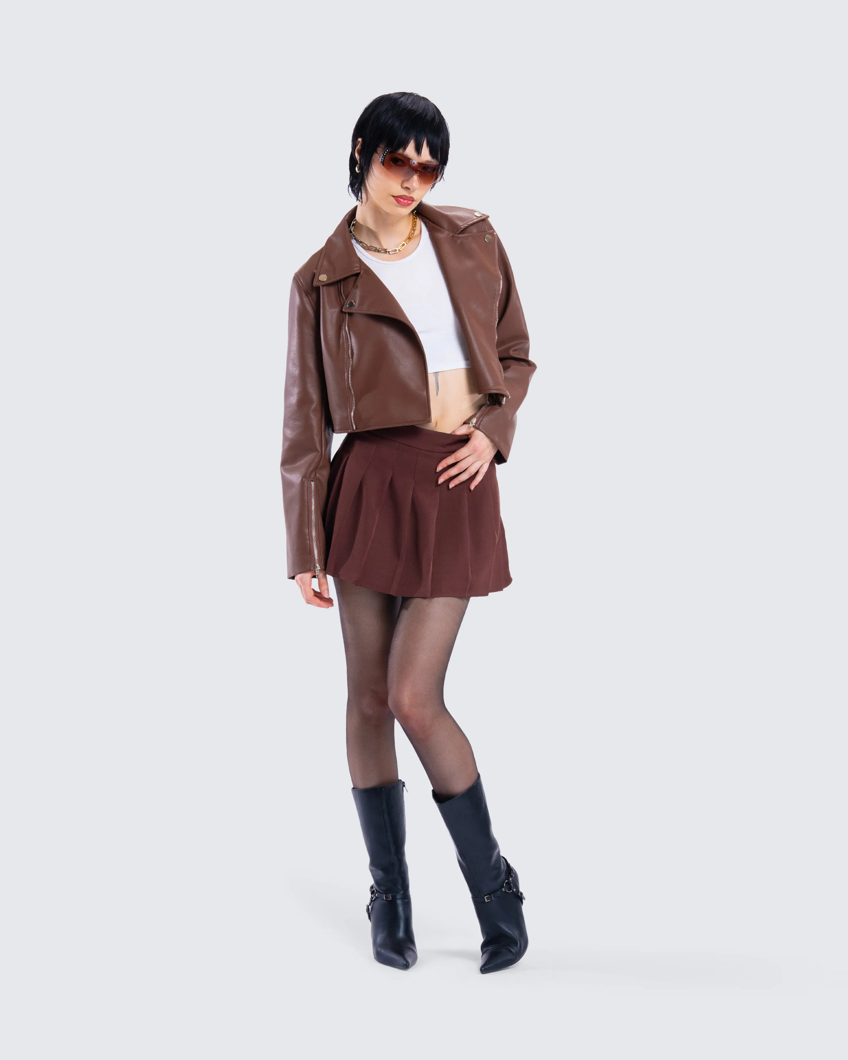 Donny Brown Pleated Set