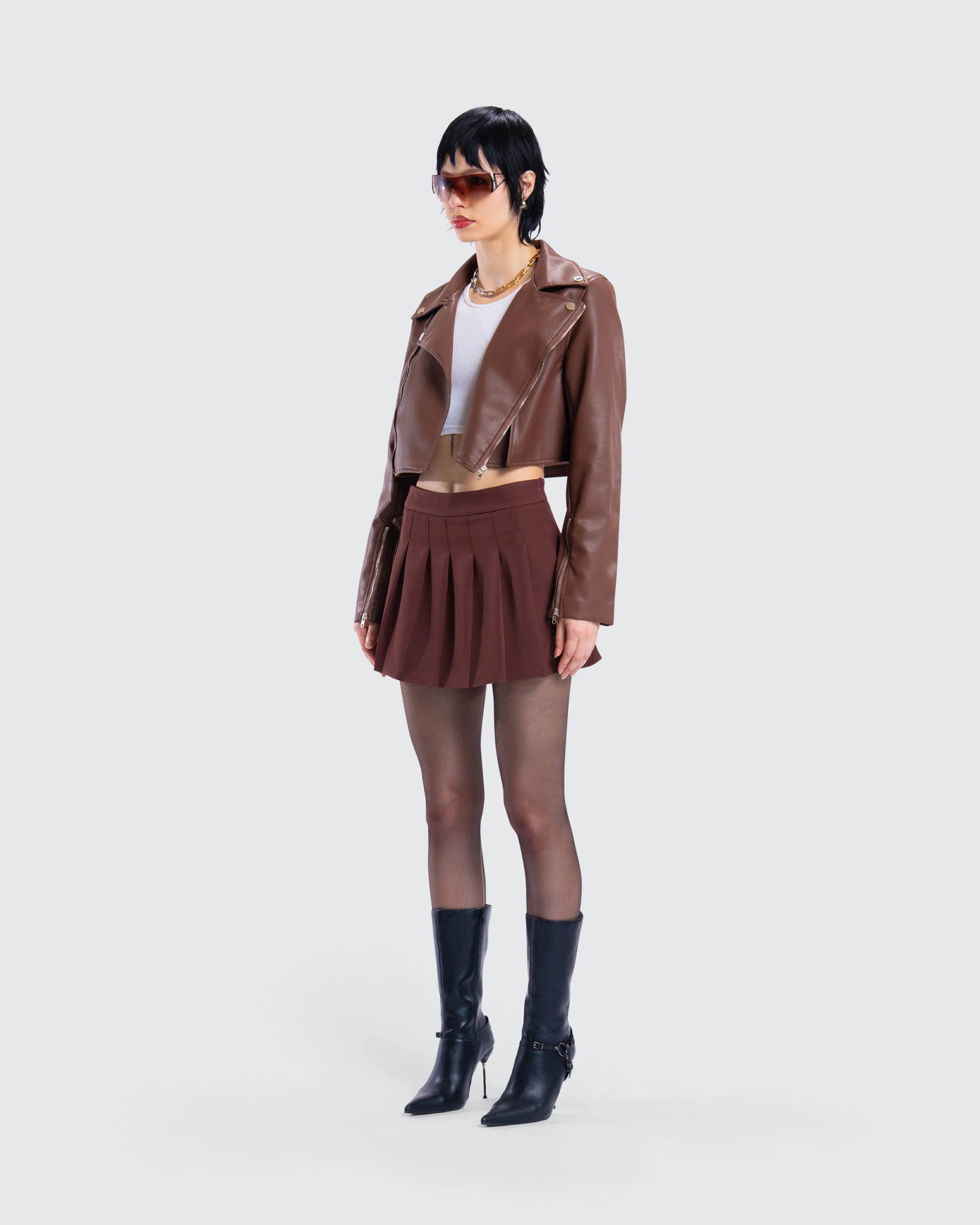 Donny Brown Pleated Set