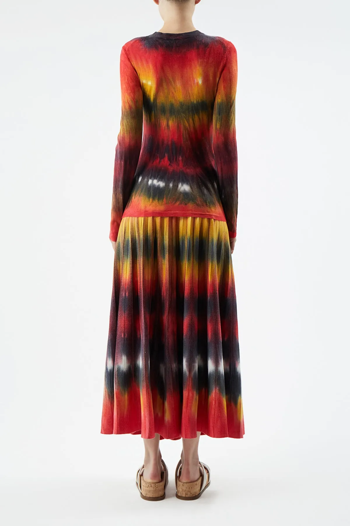 Ella Knit Skirt in Fire Tie Dye Cashmere