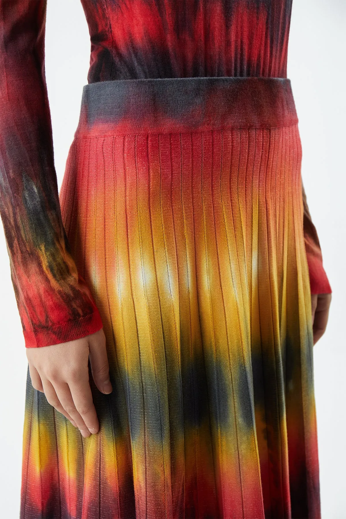 Ella Knit Skirt in Fire Tie Dye Cashmere