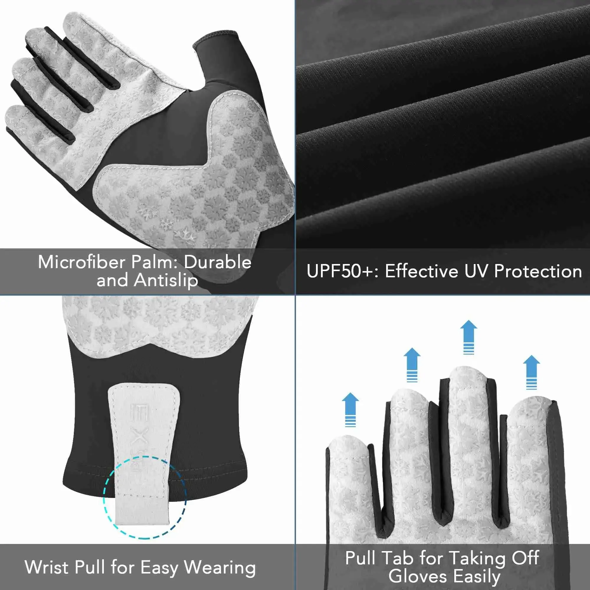 EXski Fingerless Fishing Gloves UPF50  Sun Protection Gloves for Kayaking Rowing Driving Hiking