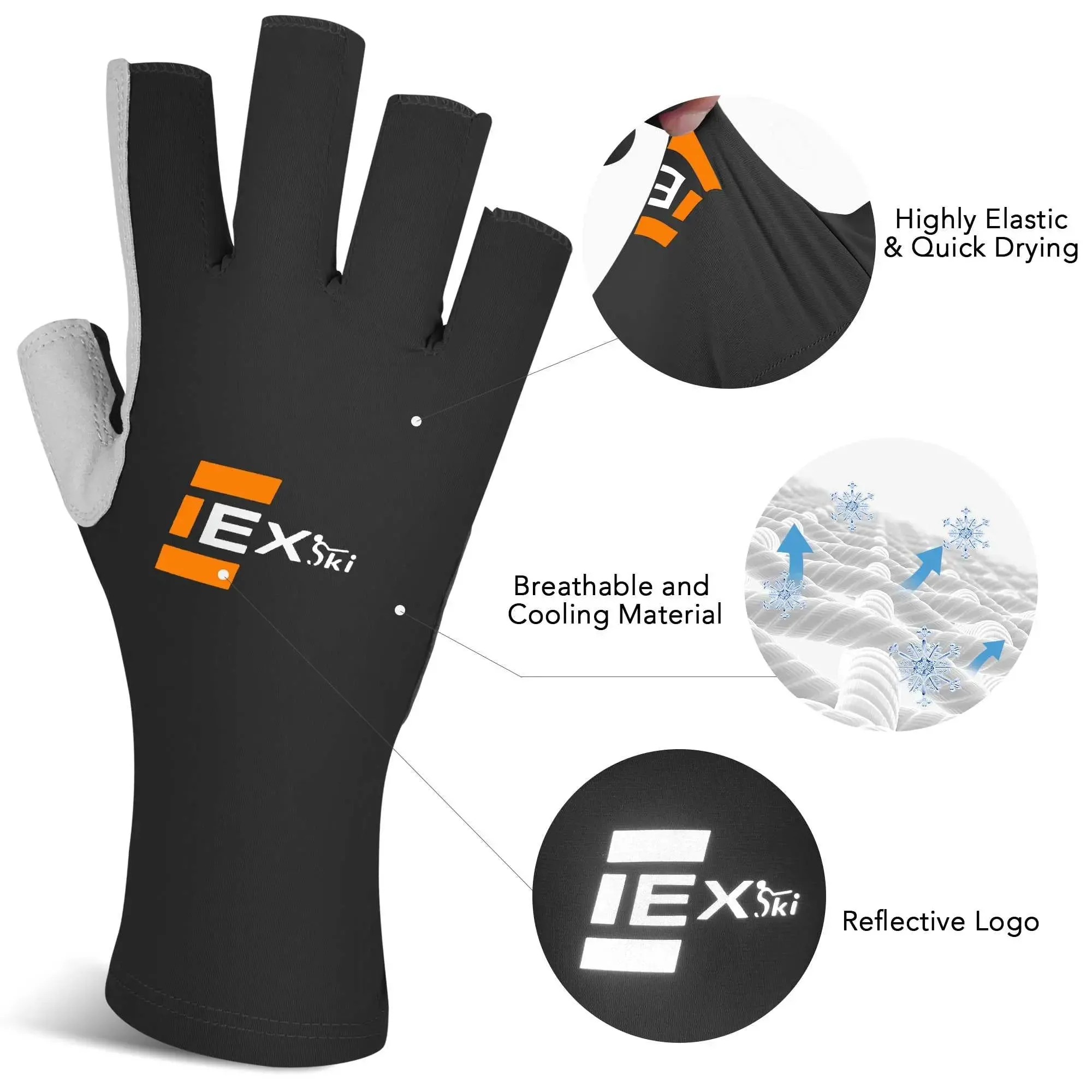 EXski Fingerless Fishing Gloves UPF50  Sun Protection Gloves for Kayaking Rowing Driving Hiking