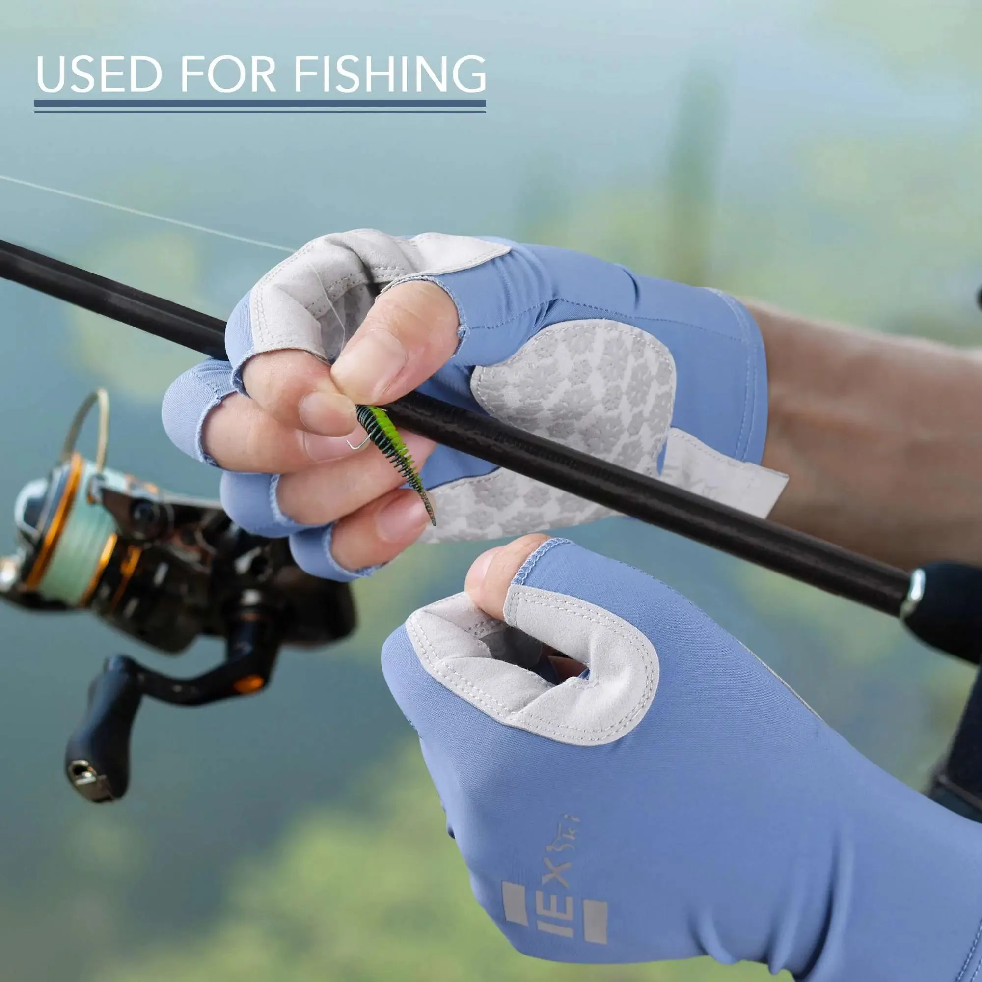 EXski Fingerless Fishing Gloves UPF50  Sun Protection Gloves for Kayaking Rowing Driving Hiking