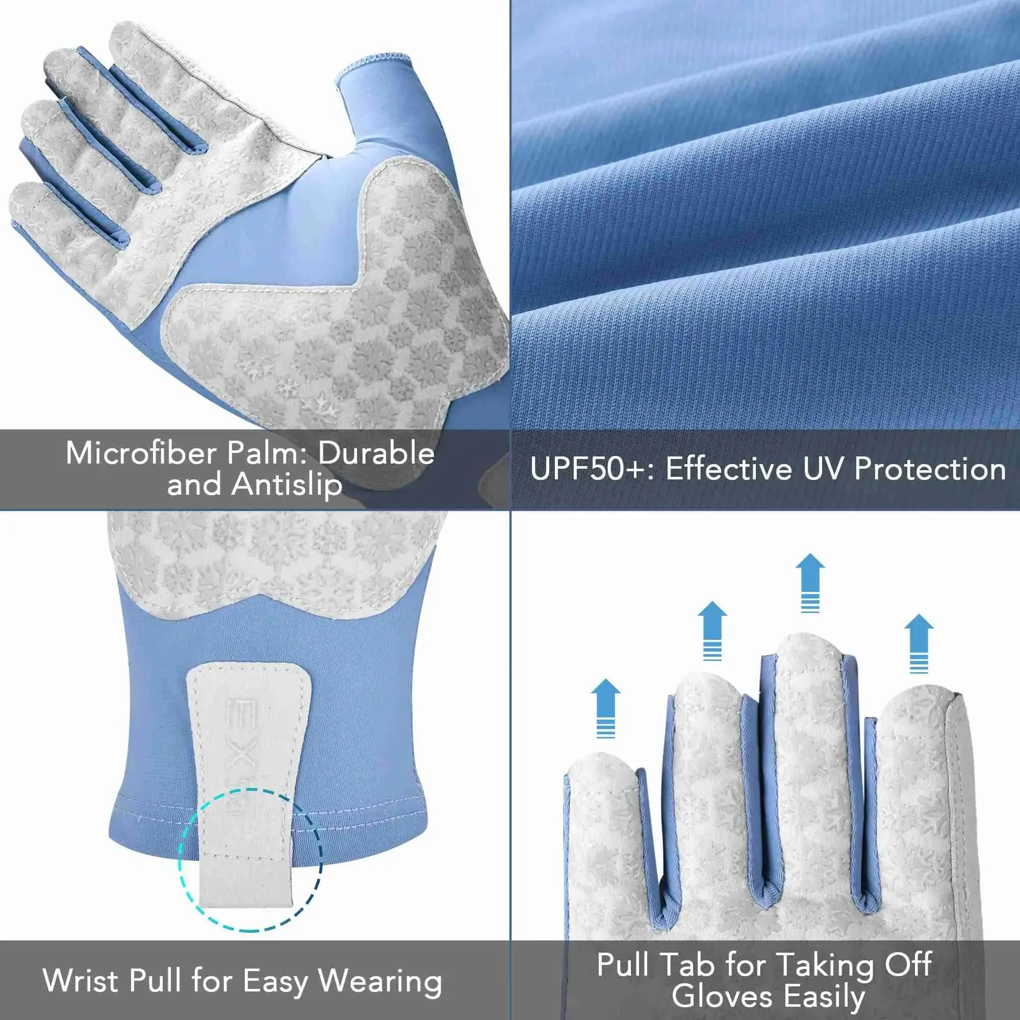 EXski Fingerless Fishing Gloves UPF50  Sun Protection Gloves for Kayaking Rowing Driving Hiking