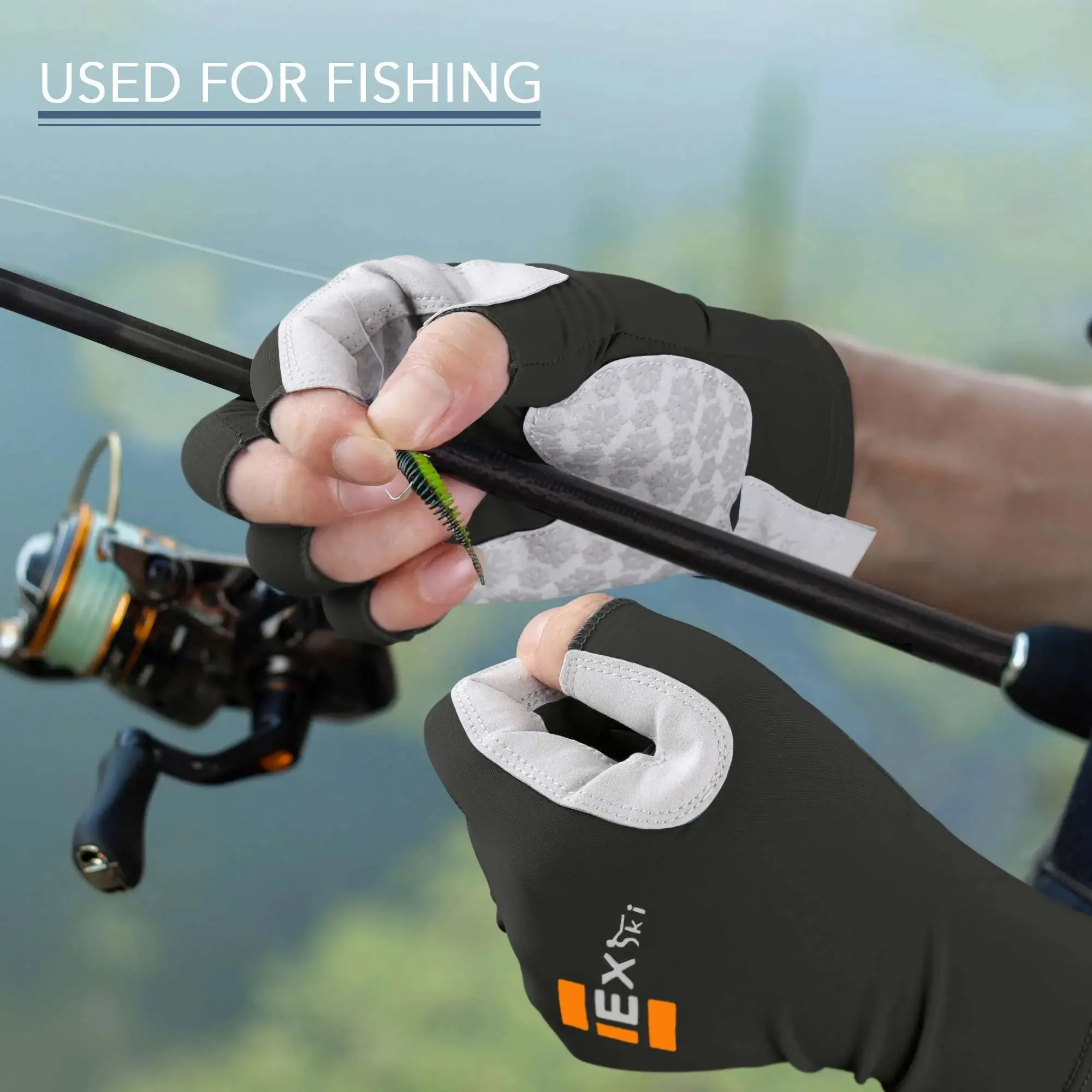 EXski Fingerless Fishing Gloves UPF50  Sun Protection Gloves for Kayaking Rowing Driving Hiking