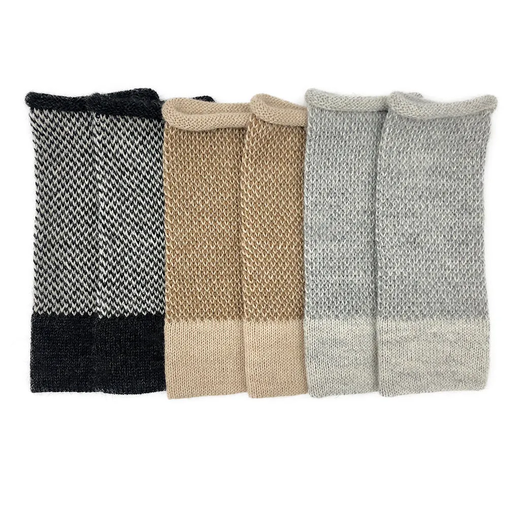 Gray Interwoven Alpaca Gloves by SLATE   SALT