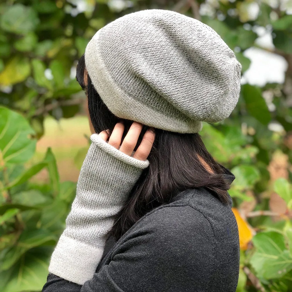 Gray Interwoven Alpaca Gloves by SLATE   SALT