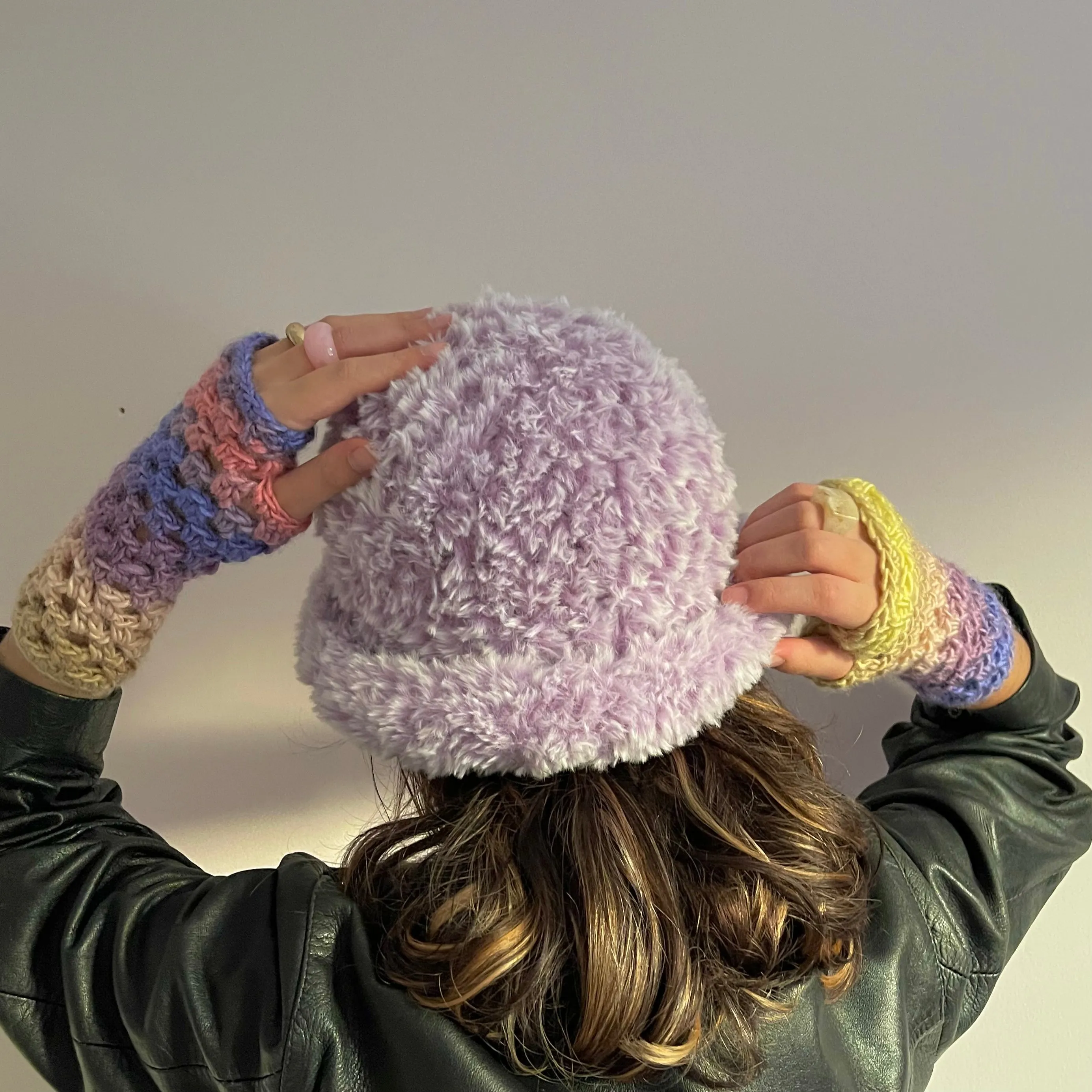 Handmade Candy crochet fishnet hand warmers