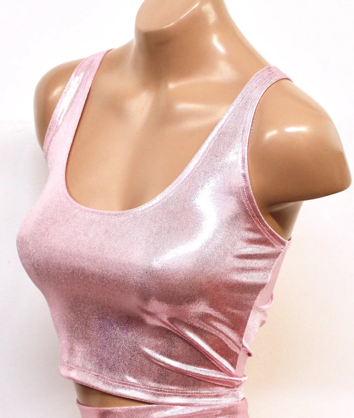 Hologram Crop Tank in Baby Pink