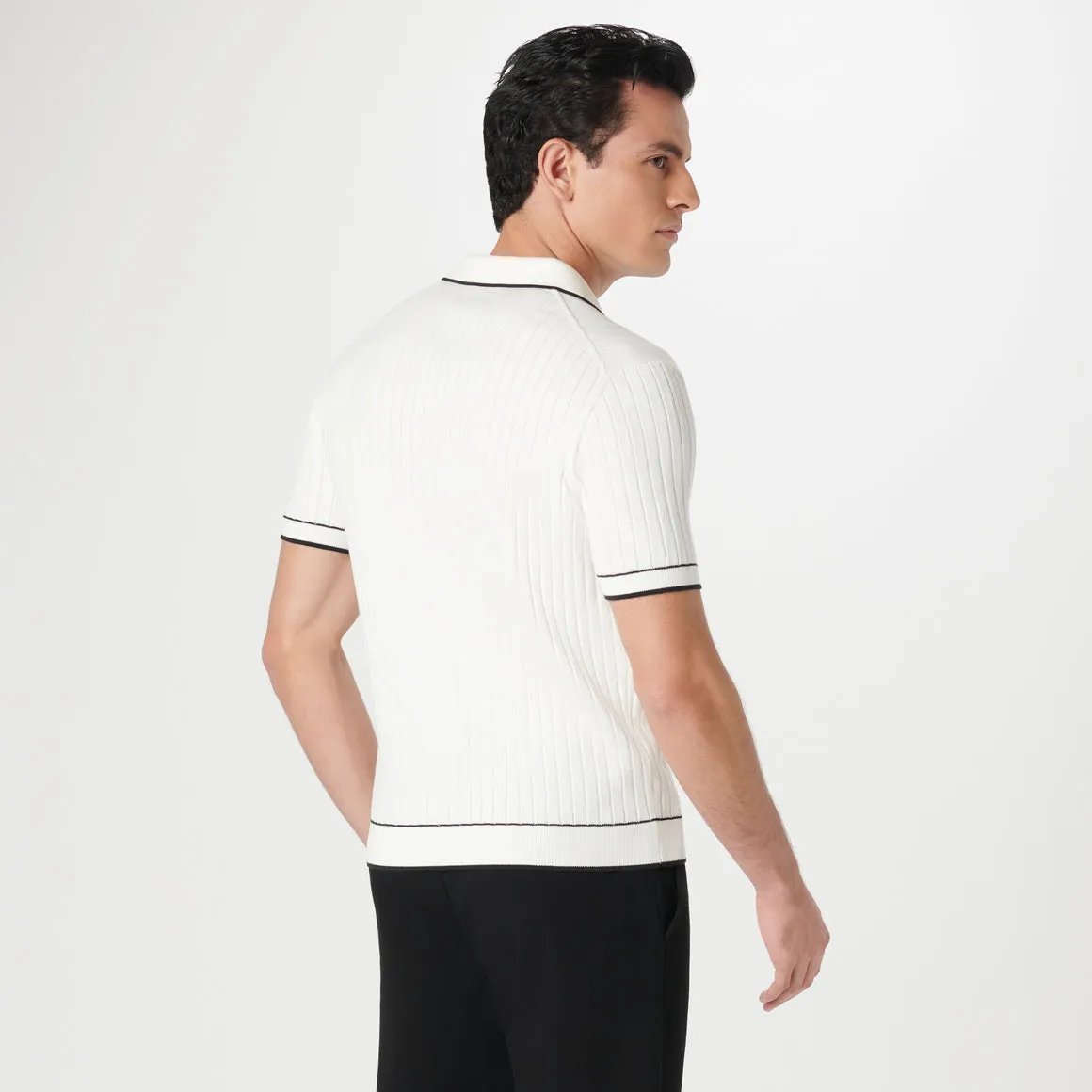Johnny Rib-knit Sweater Polo Chalk
