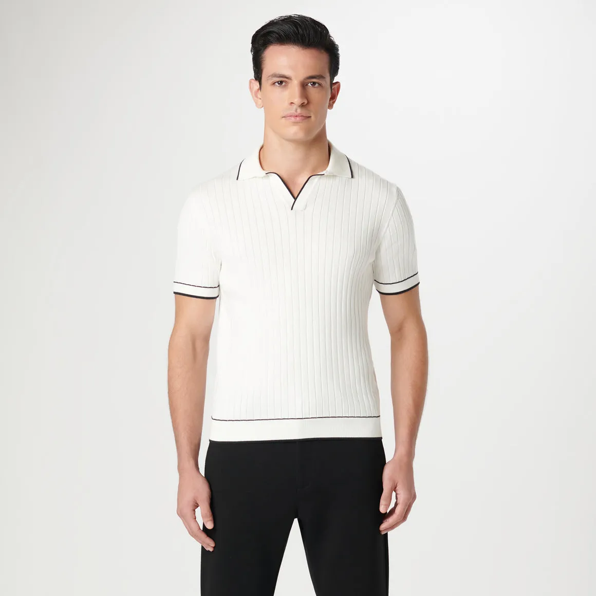Johnny Rib-knit Sweater Polo Chalk