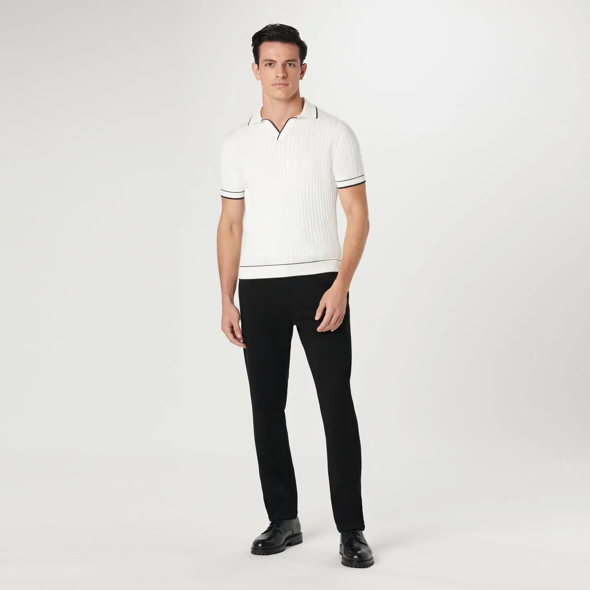Johnny Rib-knit Sweater Polo Chalk