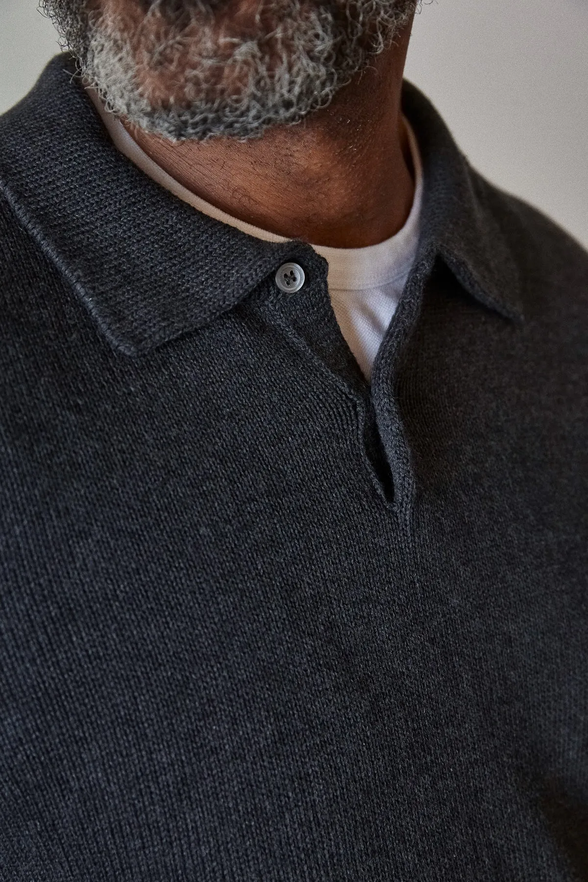 KASPAR longsleeve polo eco anthracite