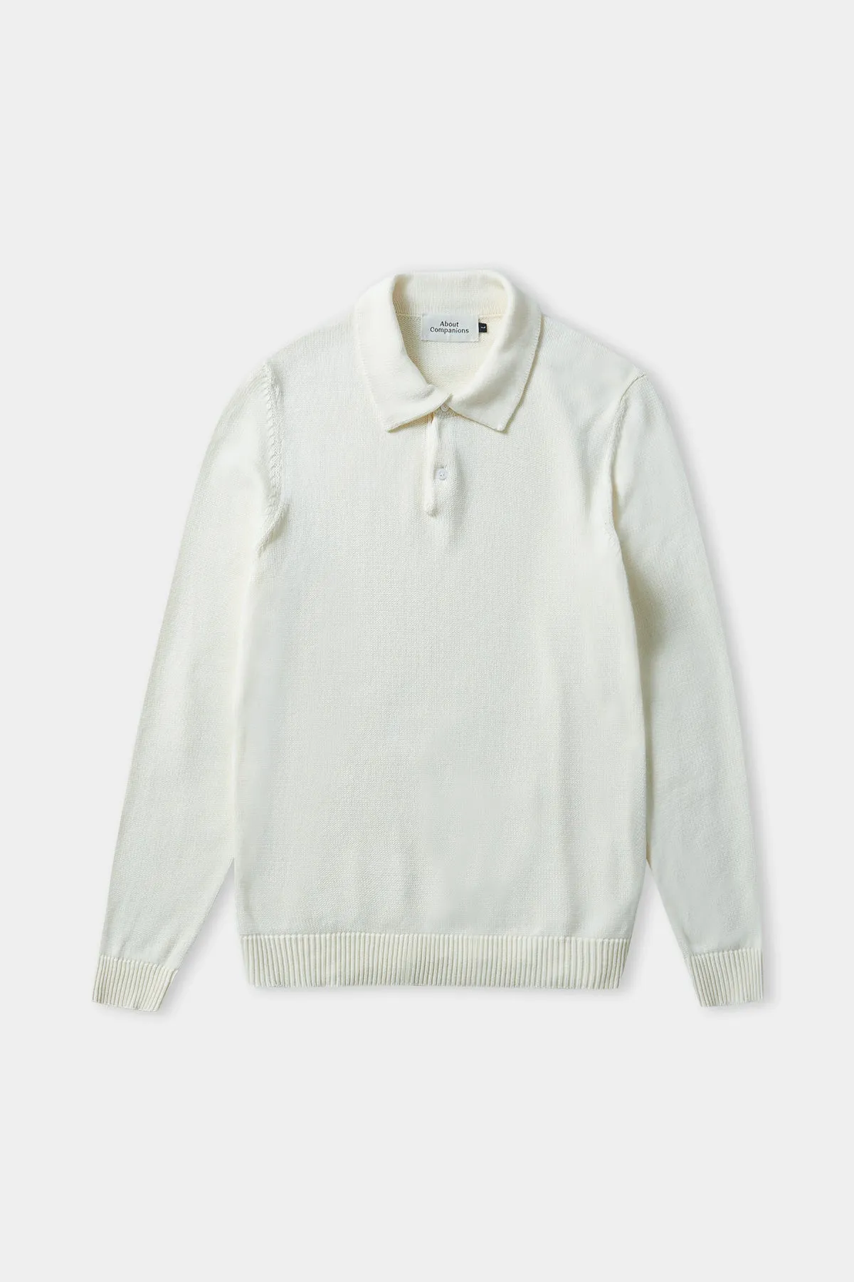 KASPAR longsleeve polo eco ecru