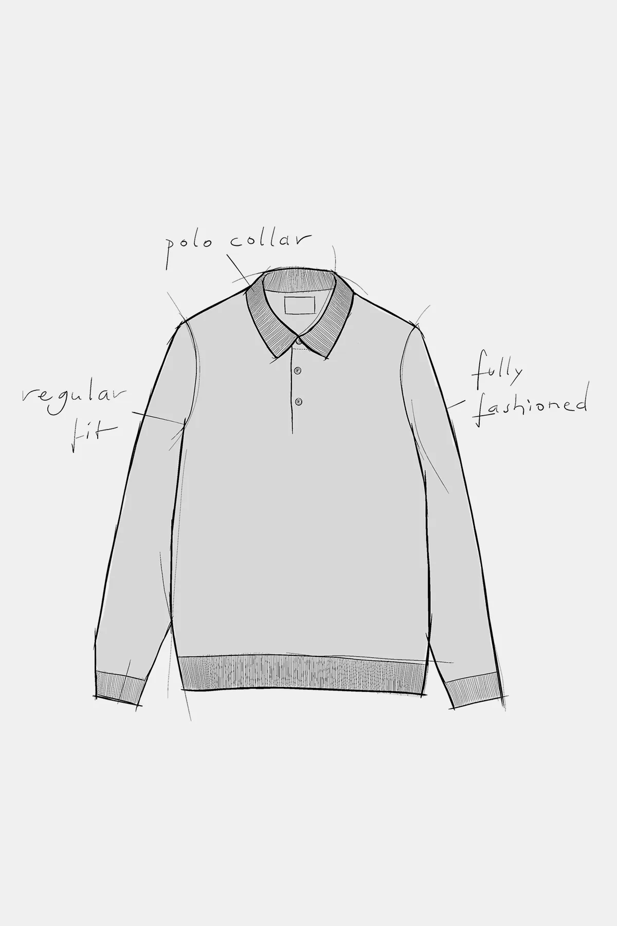 KASPAR longsleeve polo eco ecru