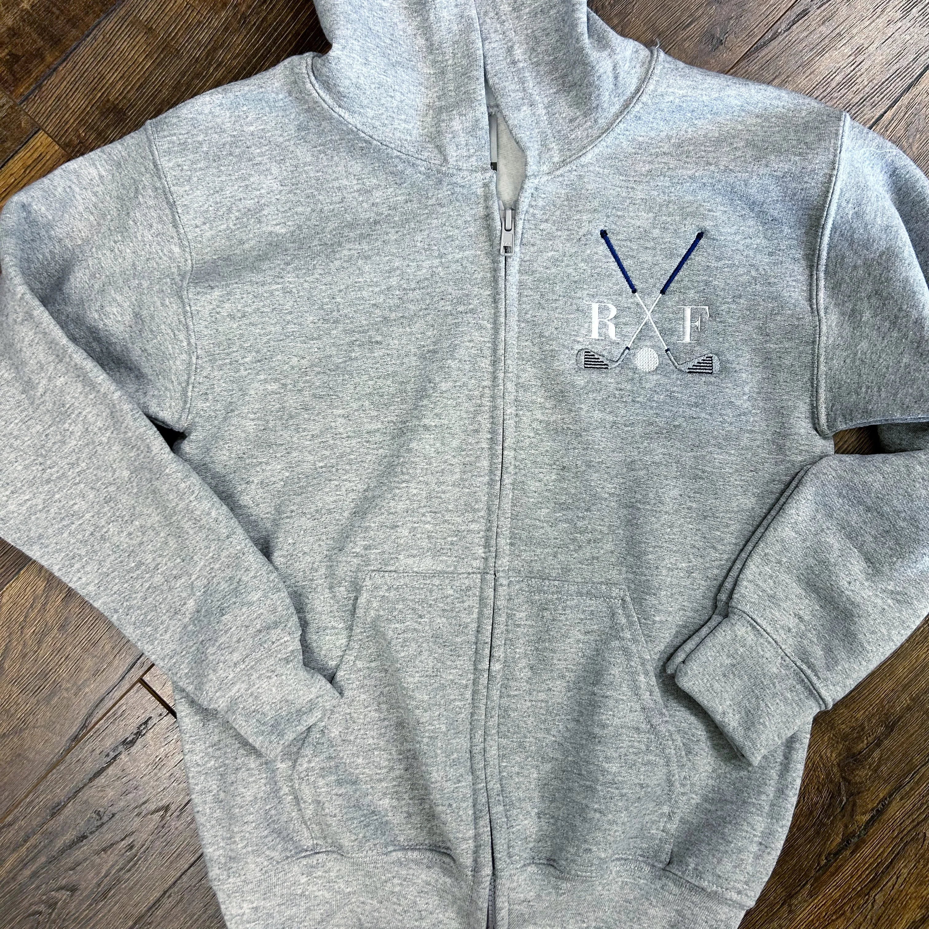 Kids Personalized Golf Zip Up Hooded Sweatshirt